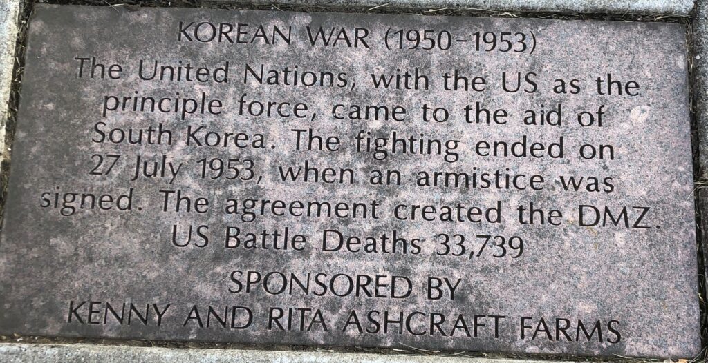 KOREAN WAR (1950-1953) MEMORIAL TABLET