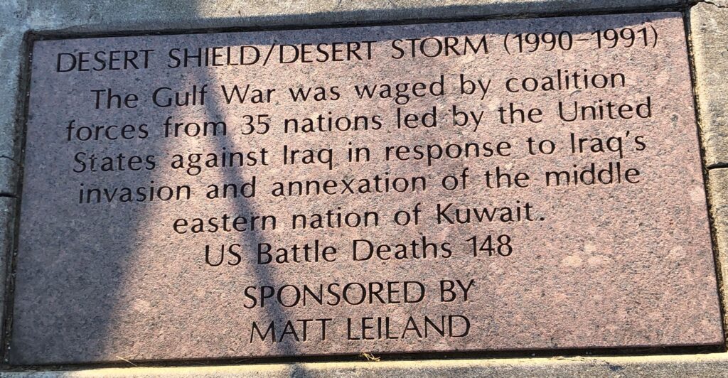 DESERT SHIELD/DESERT STORM (1990-1991) WAR MEMORIAL TABLET
