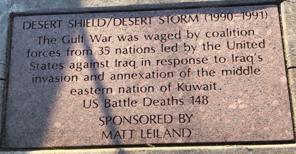 DESERT SHIELD/DESERT STORM (1990-1991) WAR MEMORIAL TABLET