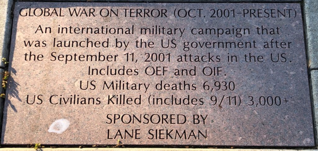 GLOBAL WAR ON TERROR (OCT. 2001-PRESENT) MEMORIAL TABLET