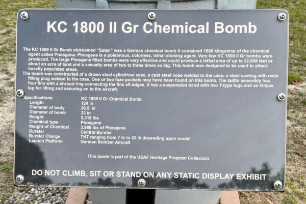 KC 1800 II GR CHEMICAL BOMB MEMORIAL PLAQUE