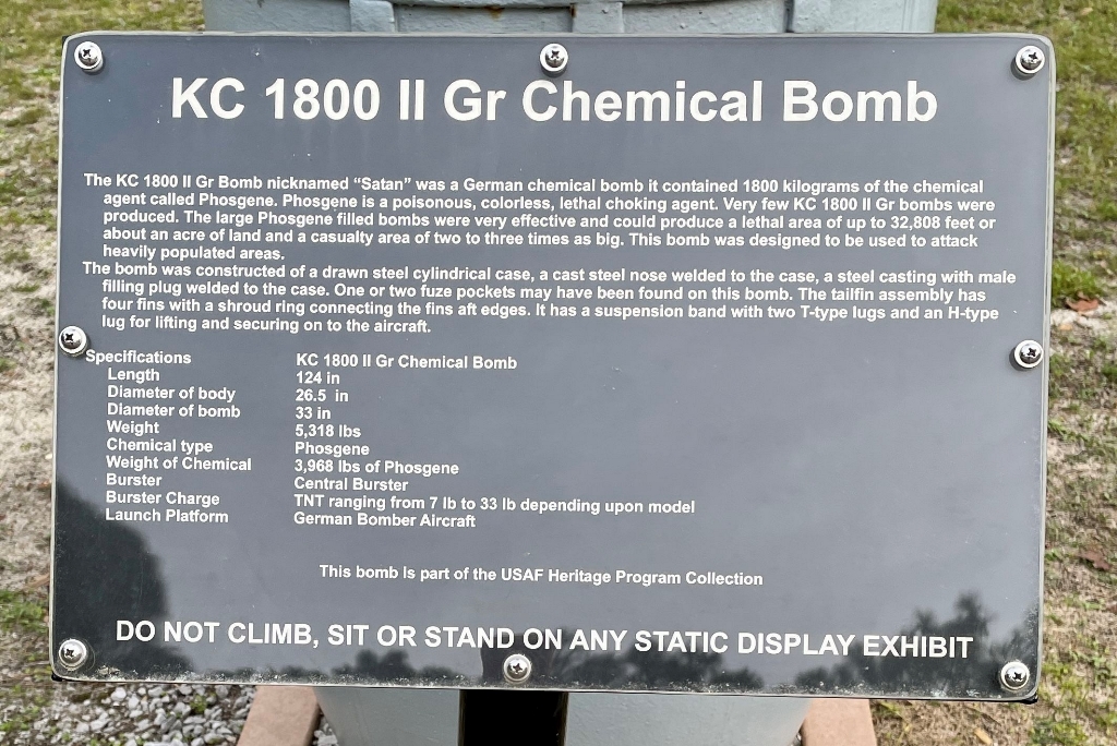 KC 1800 II GR CHEMICAL BOMB MEMORIAL PLAQUE