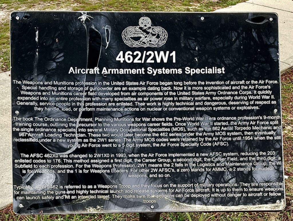 AIRCRAFT ARMAMENT SYSTEMS SPECIALIST MEMORIAL PLAQUE