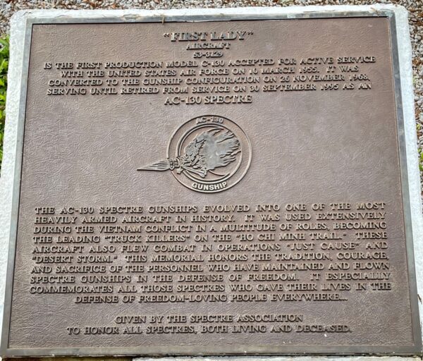 “FIRST LADY” MEMORIAL AIRCRAFT PLAQUE