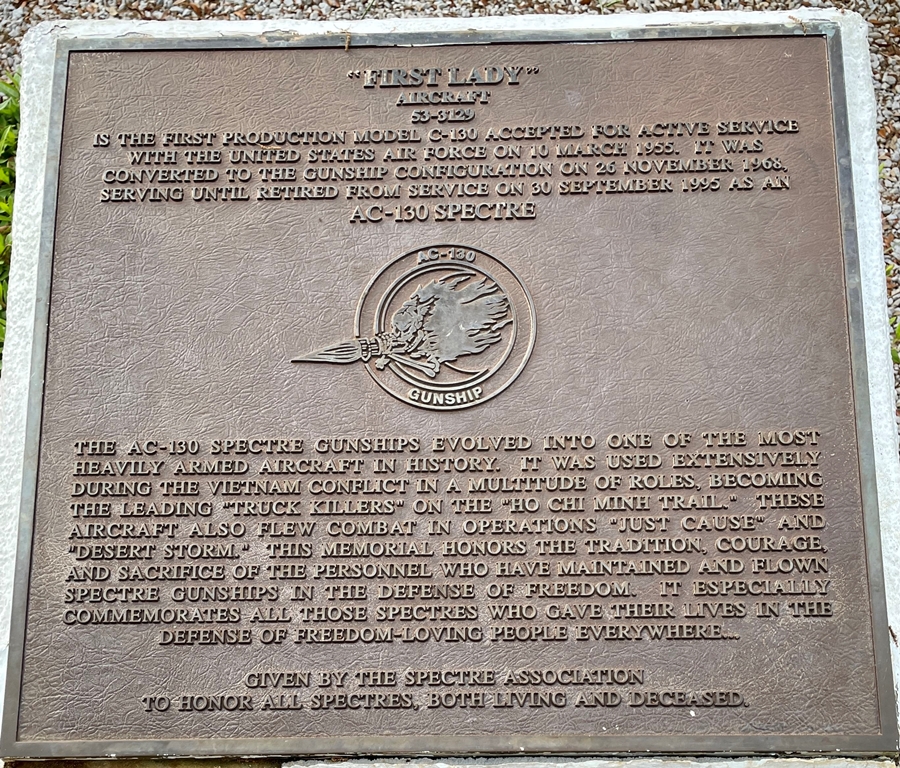 “FIRST LADY” MEMORIAL AIRCRAFT PLAQUE