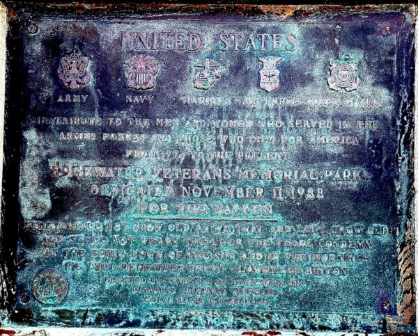 EDGEWATER VETERANS MEMORIAL PARK PLAQUE