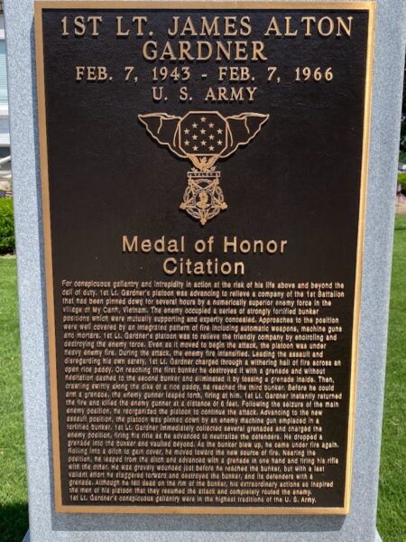 1ST LT. JAMES ALTON GARDNER MEDAL OF HONOR WAR MEMORIAL PLAQUE