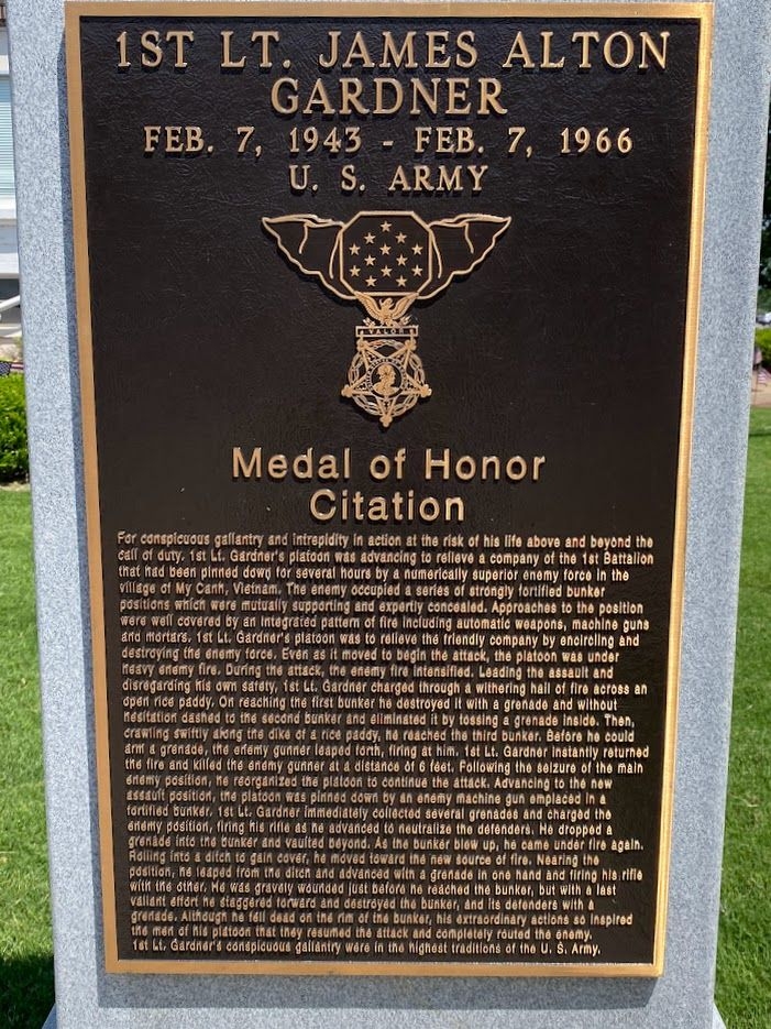 1ST LT. JAMES ALTON GARDNER MEDAL OF HONOR WAR MEMORIAL PLAQUE