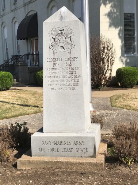 CROCKETT COUNTY VETERANS MEMORIAL FRONT