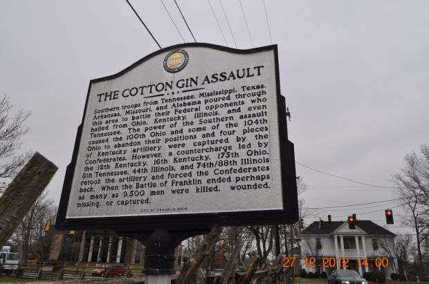 THE COTTON GIN ASSAULT WAR MEMORIAL MARKER BACK