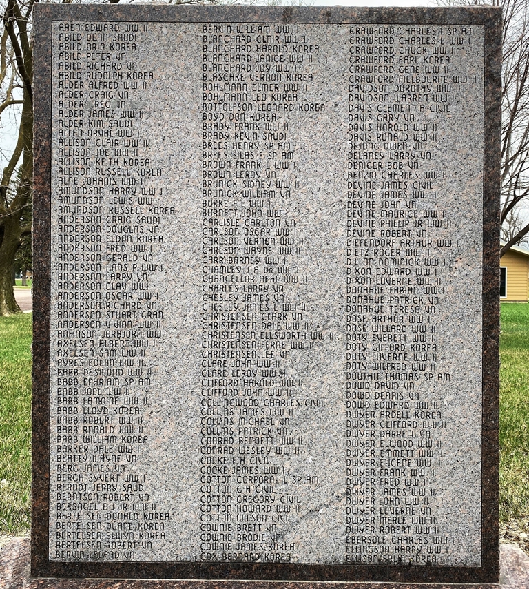 WAKONDA VETERANS MEMORIAL STONE B