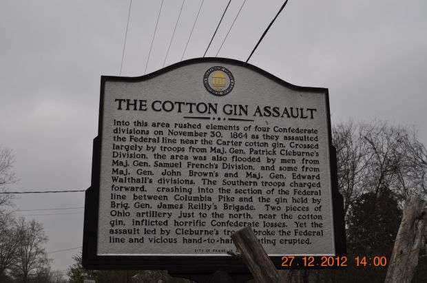 THE COTTON GIN ASSAULT WAR MEMORIAL MARKER FRONT
