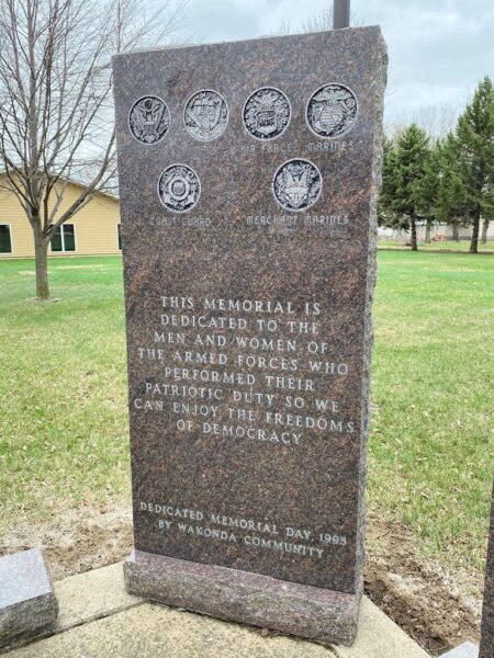 WAKONDA VETERANS MEMORIAL STONE A