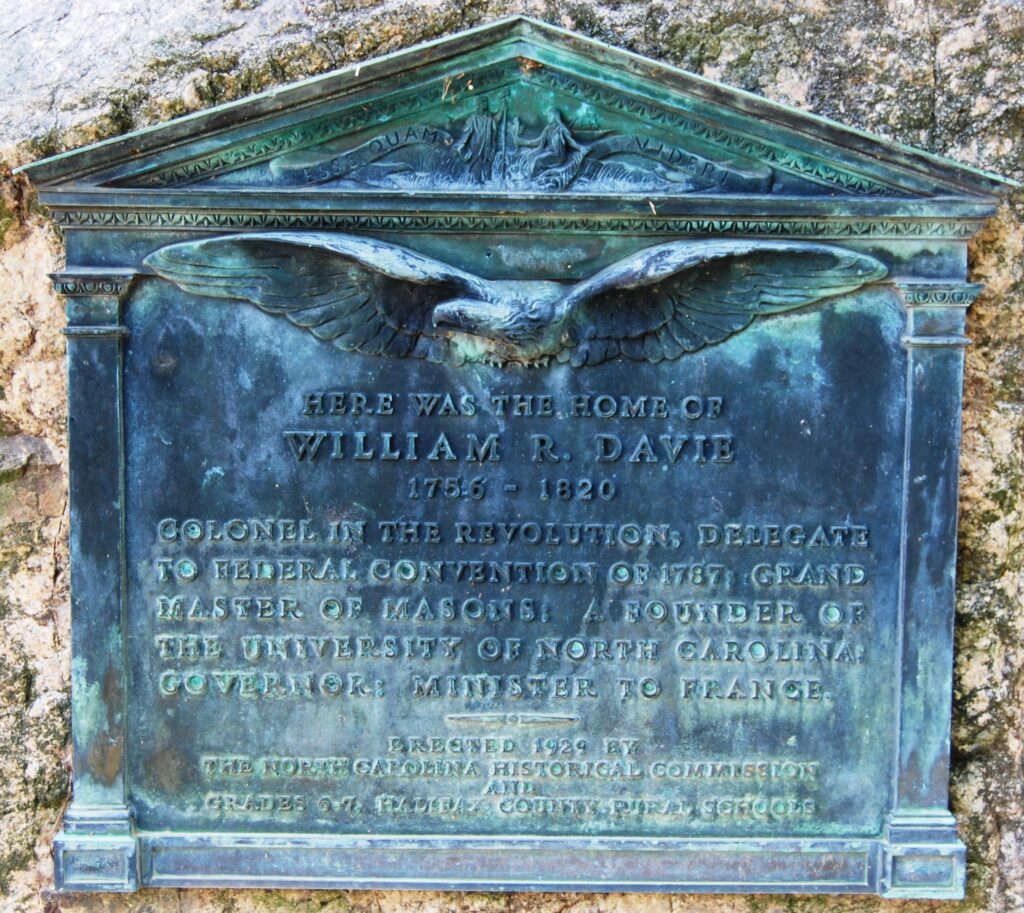 WILLIAM R. DAVIE REVOLUTIONARY SOLDIER MEMORIAL PLAQUE