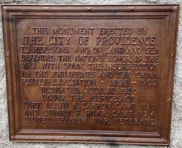CITY OF PROVIDENCE SPANISH AMERICAN WAR MEMORIAL PLAQUE