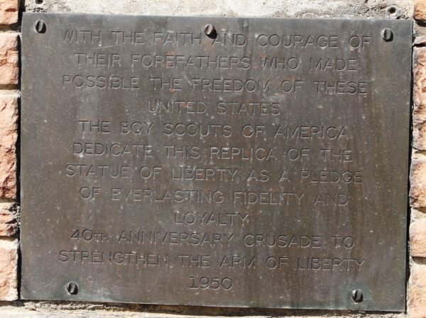 LOVELAND REPLICA OF THE STATUE OF LIBERTY MEMORIAL PLAQUE A