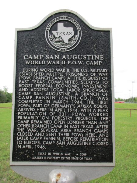 CAMP SAN AUGUSTINE WORLD WAR II P.O.W. CAMP MEMORIAL MARKER