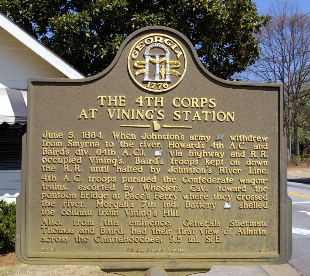 THE 4TH CORPS AT VINING’S STATION WAR MEMORIAL MARKER