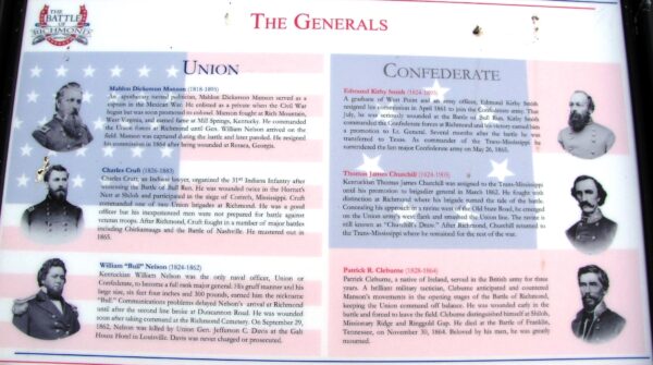 THE GENERALS CIVIL WAR MEMORIAL PANEL