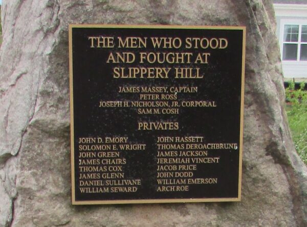 THE MEN WHO STOOD AND FOUGHT AT SLIPPERY HILL MEMORIAL PLAQUE