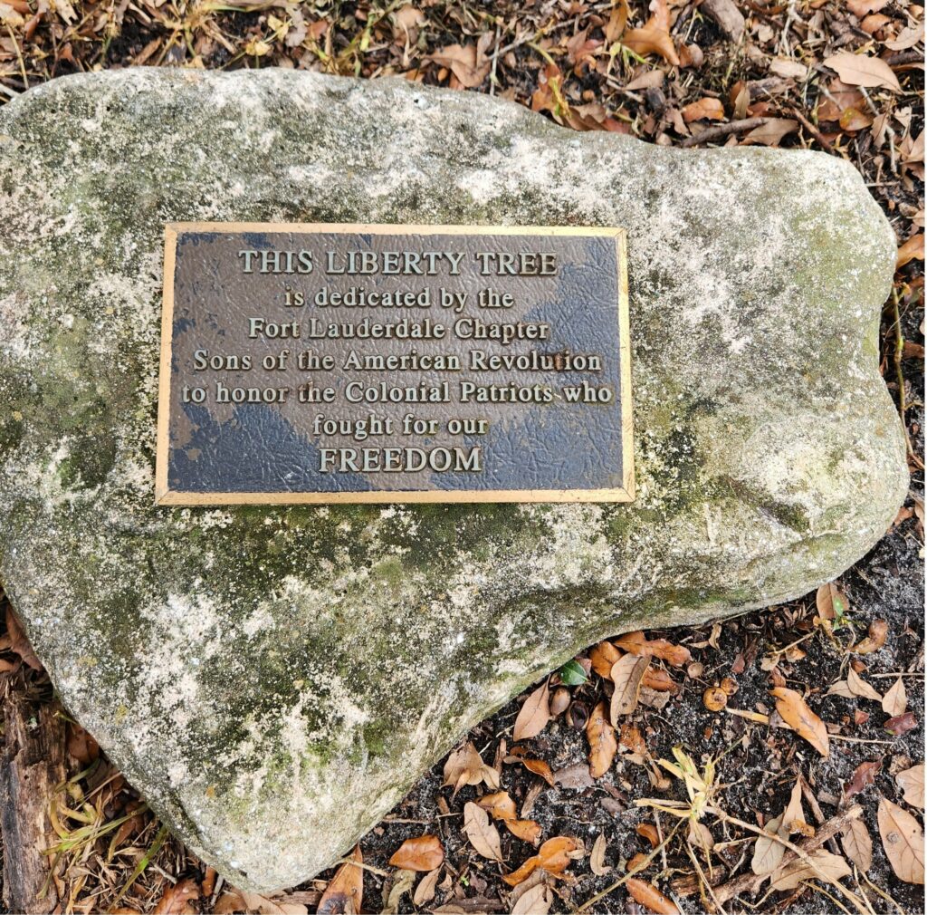 PLANTATION THIS LIBERTY TREE MEMORIAL PLAQUE