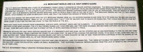 U.S. MERCHANT MARINE AND U.S. NAVY ARMED GUARD MEMORIAL PLAQUE OLD
