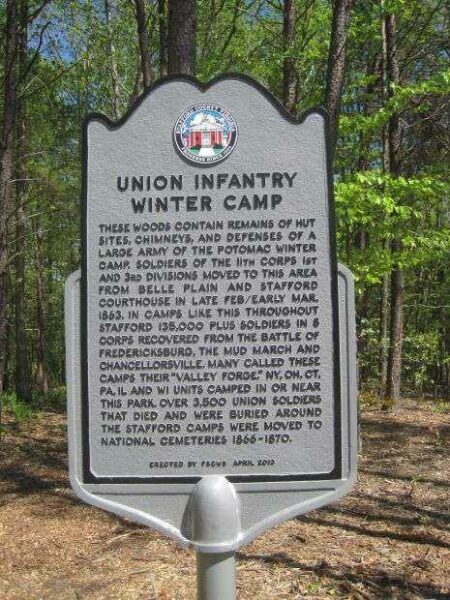 UNION INFANTRY WINTER CAMP WAR MEMORIAL MARKER