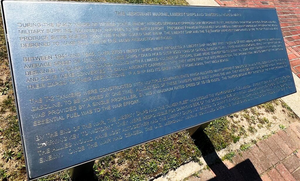 THE MERCHANT MARINE, LIBERTY SHIPS AND TANKERS IN WORLD WAR II MEMORIAL PLAQUE