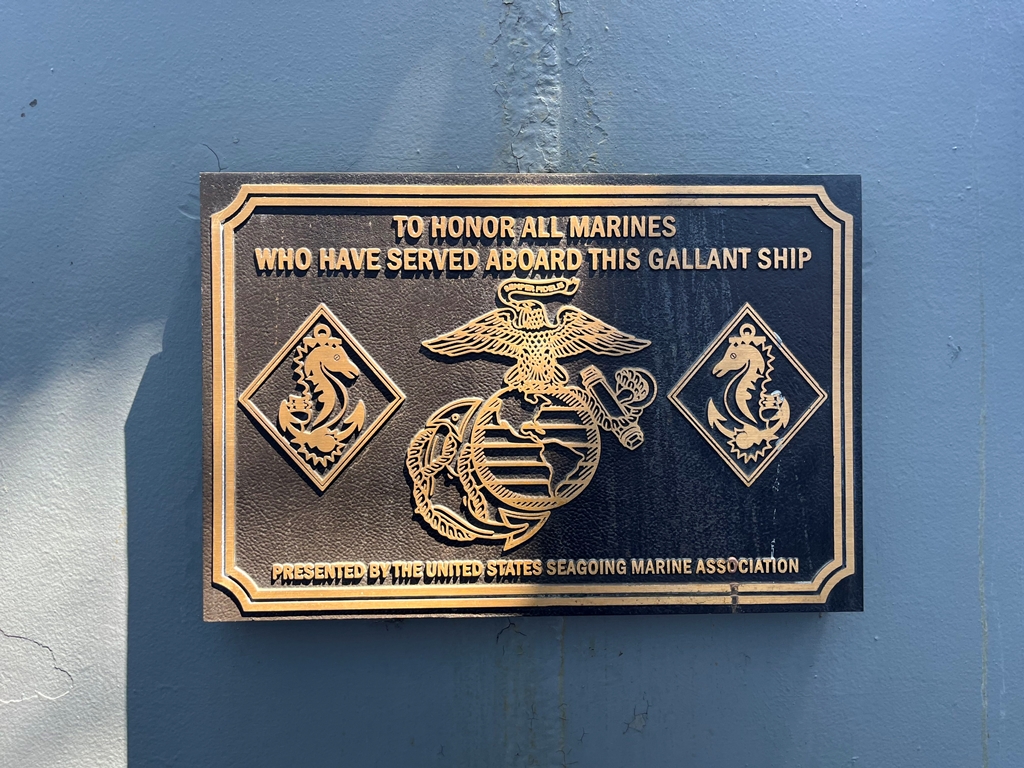 USS NEW JERSEY ALL MARINES MEMORIAL PLAQUE