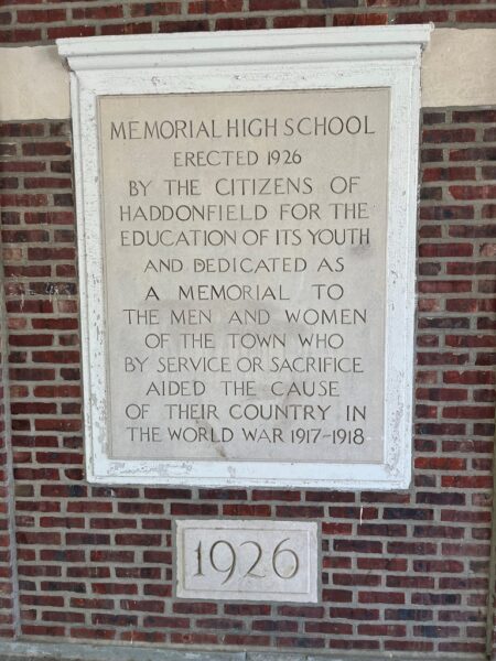 HADDONFIELD MEMORIAL HIGH SCHOOL MEMORIAL STONE