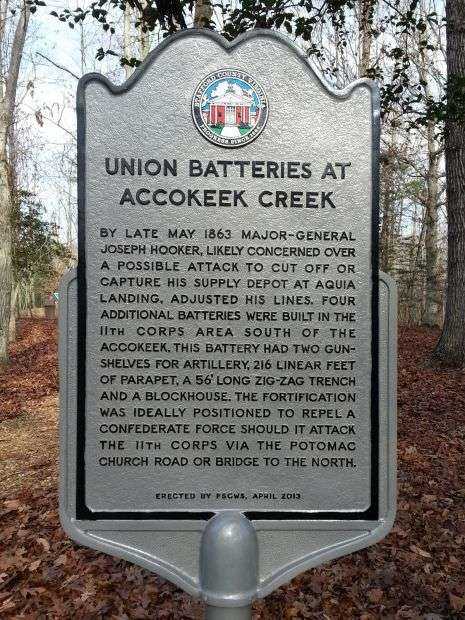 UNION BATTERIES AT ACCOKEEK CREEK MEMORIAL MARKER