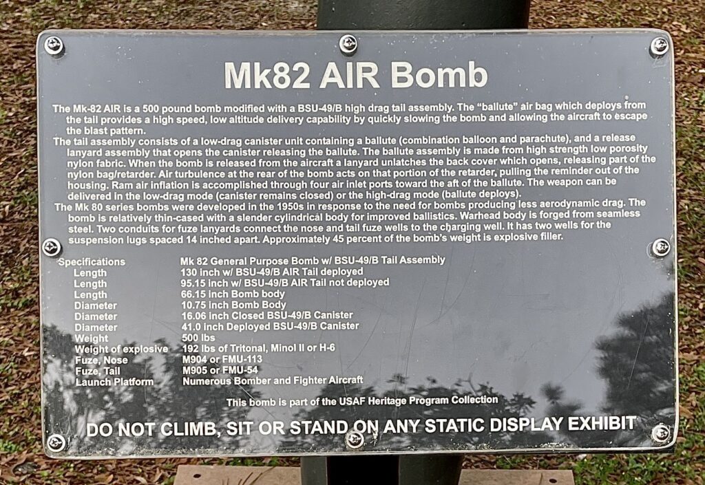 MK82 AIR BOMB MEMORIAL PLAQUE