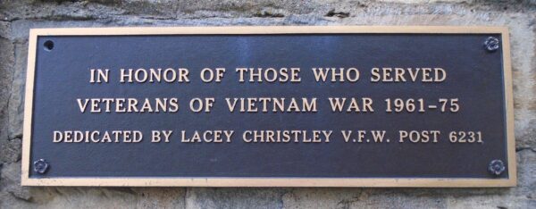 V.F.W. POST 6231 VIETNAM WAR MEMORIAL PLAQUE