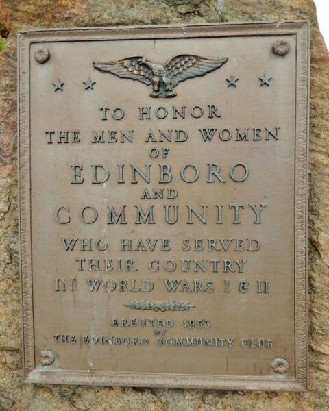 EDINBORO AND COMMUNITY WORLD WARS I & II MEMORIAL PLAQUE
