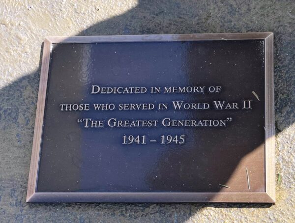 WATERLOO WORLD WAR II MEMORIAL PLAQUE