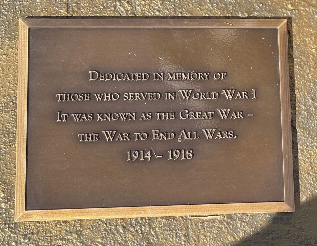 WATERLOO WORLD WAR I MEMORIAL PLAQUE