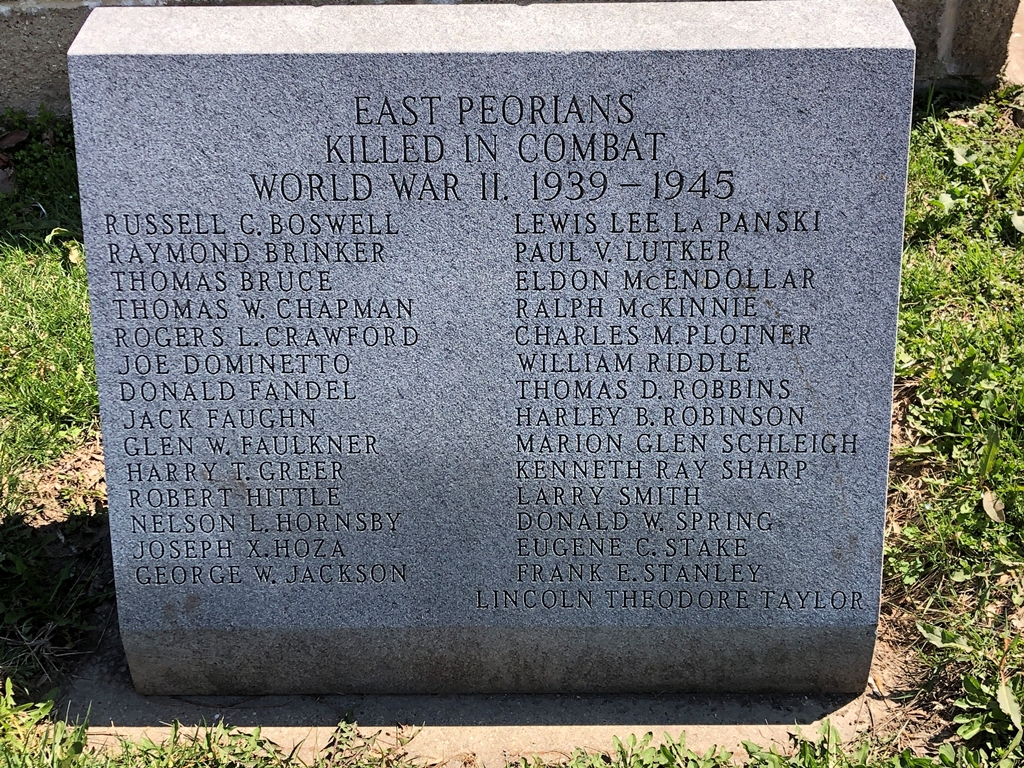 EAST PEORIA WAR VETERANS MEMORIAL STONE C