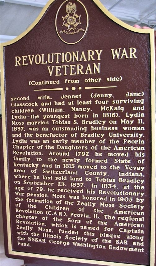 PEORIA REVOLUTIONARY WAR VETERANS MEMORIAL BACK