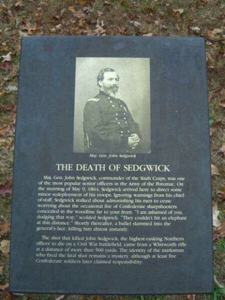 THE DEATH OF SEDGWICK WAR MEMORIAL PLAQUE