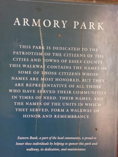 ARMORY PARK MEMORIAL PLAQUE