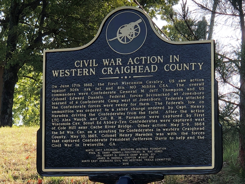 CIVIL WAR ACTION IN WESTERN CRAIGHEAD COUNTY MEMORIAL MARKER