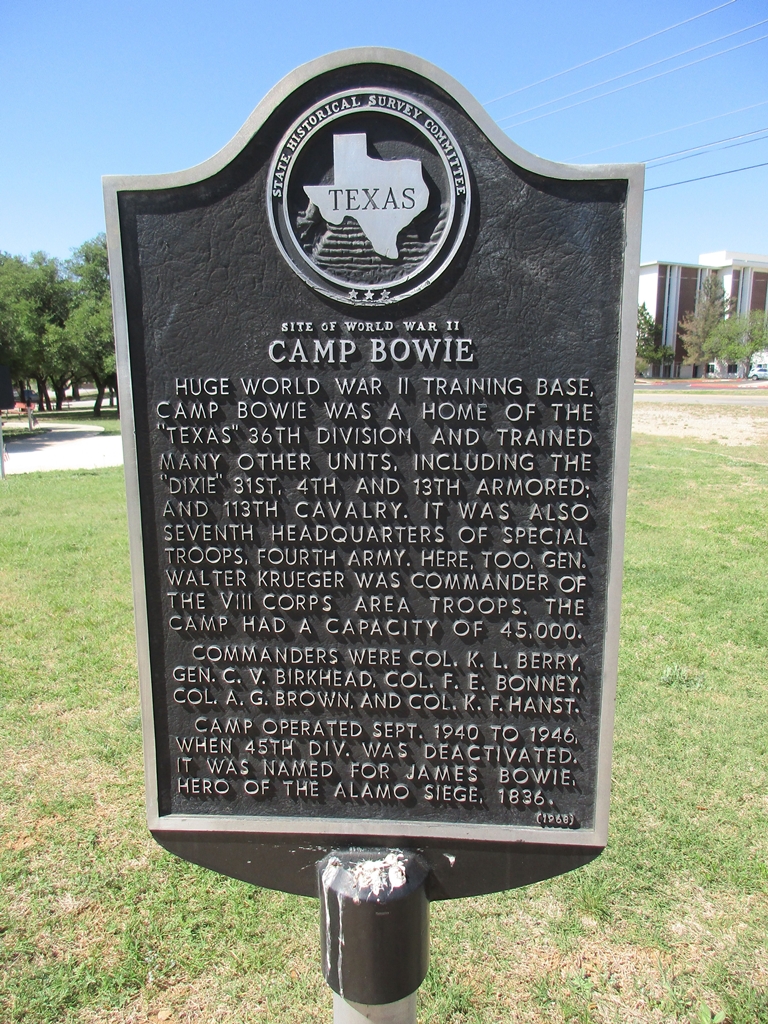SITE OF WORLD WAR II CAMP BOWIE MEMORIAL MARKER