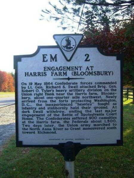 ENGAGEMENT AT HARRIS FARM WAR MEMORIAL MARKER