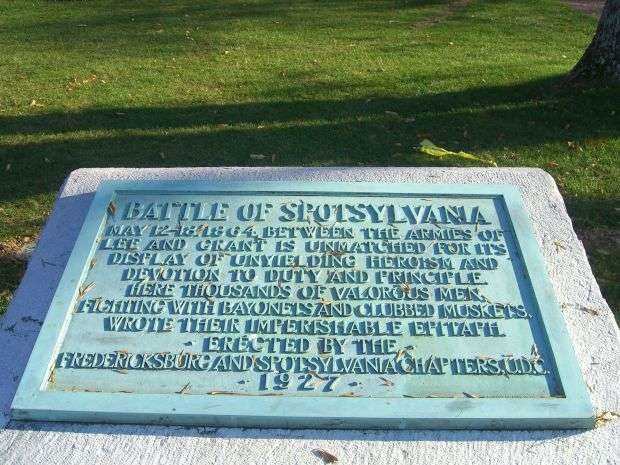 BATTLE OF SPOTSYLVANIA WAR MEMORIAL PLAQUE