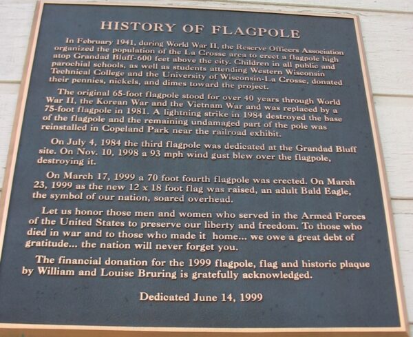 HISTORY OF FLAGPOLE MEMORIAL PLAQUE