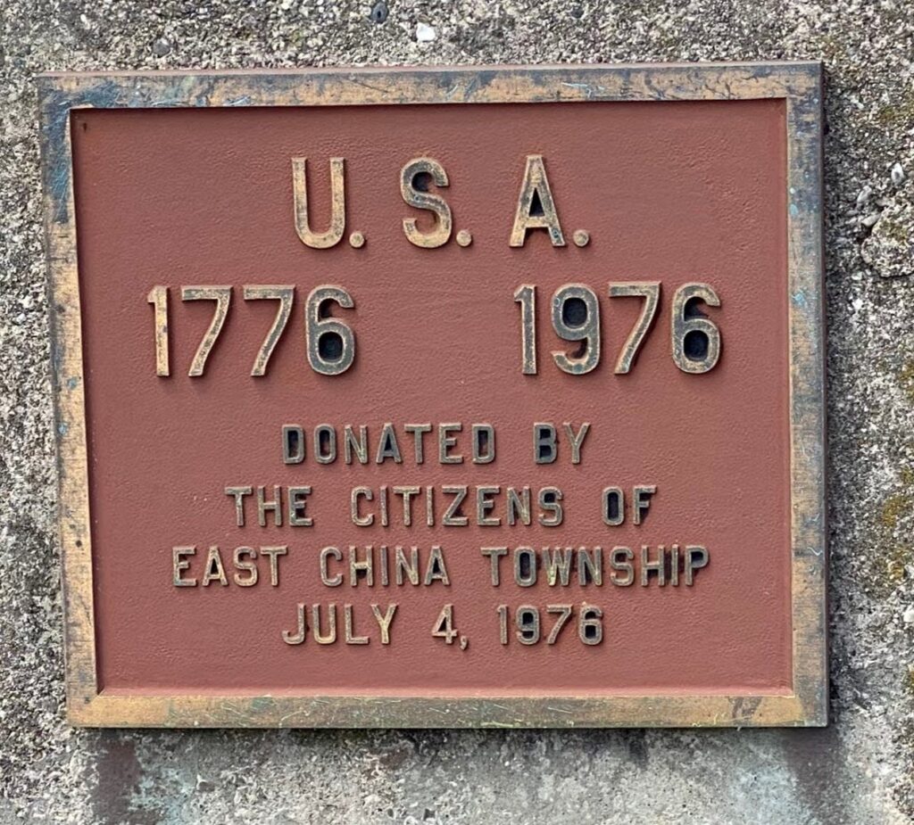 EAST CHINA TOWNSHIP REVOLUTIONARY WAR BICENTENNIAL MEMORIAL PLAQUE
