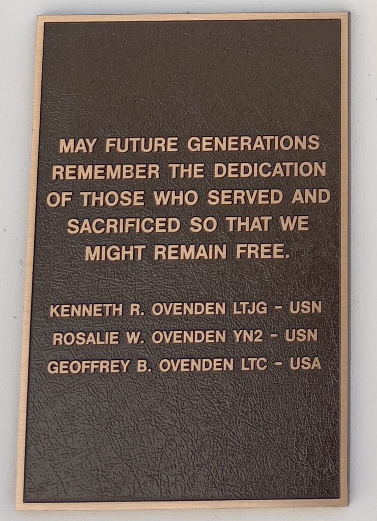 OVENDER WAR MEMORIAL PLAQUE