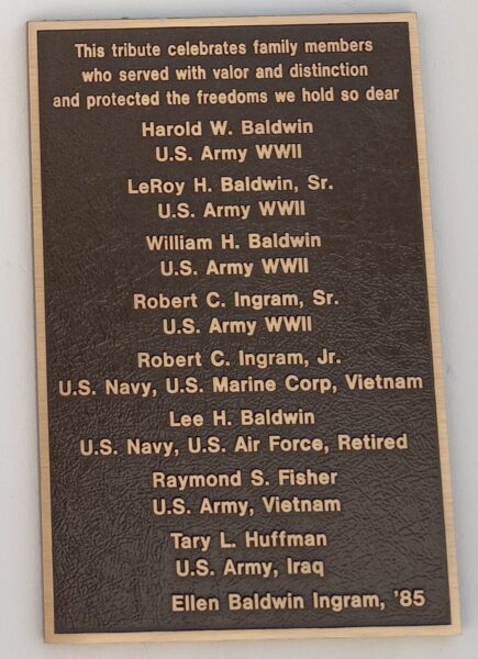 FAMILY MEMBERS SERVED WITH VALOR VETERANS MEMORIAL PLAQUE