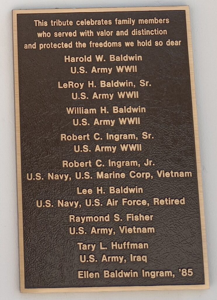 FAMILY MEMBERS SERVED WITH VALOR VETERANS MEMORIAL PLAQUE