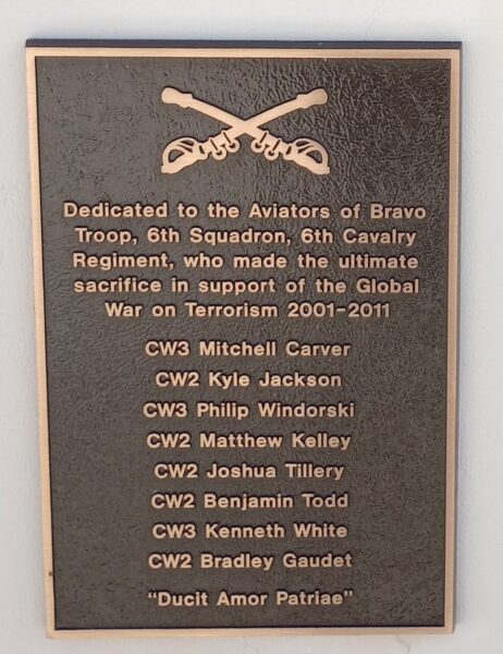 AVIATORS OF BRAVO TROOP, 6TH SQUADRON, 6TH CAVALRY REGIMENT MEMORIAL PLAQUE